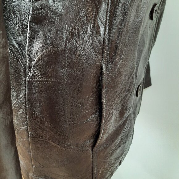 Vtg 90s structured brown leather jacket - Tudor Court brand - Picture 6 of 15